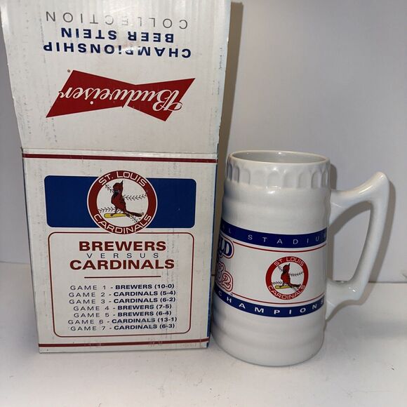 Budweiser Cardinals Beer‎ Stein 1982 World Series Champions Busch Stadium - Picture 1 of 9